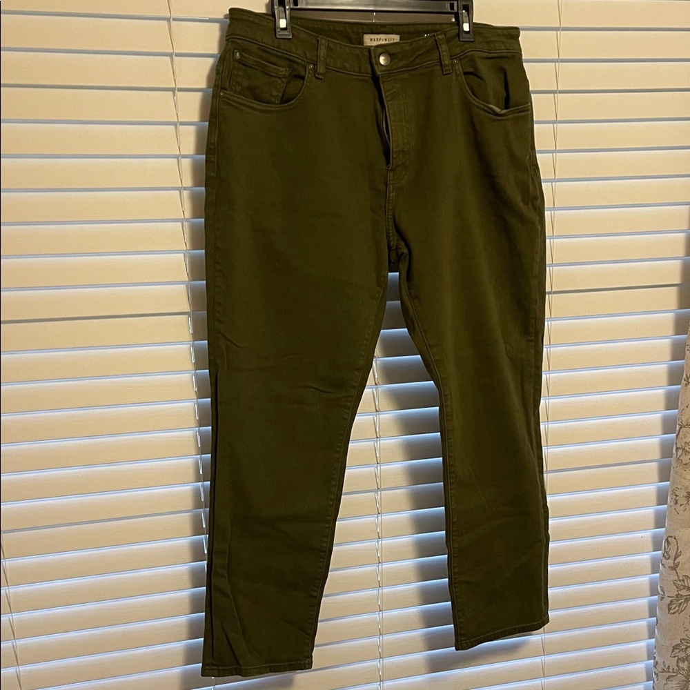 Warp + Weft Men's Slim Fit Green Jeans
